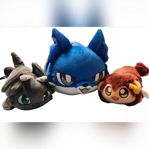 Aphmau MeeMeows Set Of 3 Dragon Cat, Monkey Cat, & Wolf Ein Cat Plush 6" + 11"
